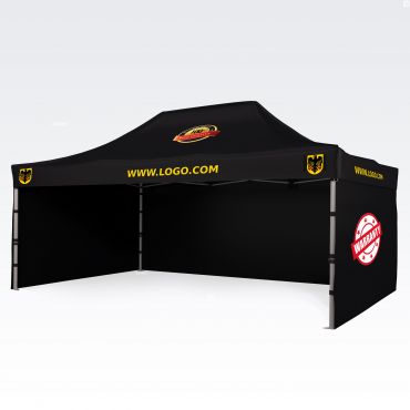 Pop up šotor z reklamo za festivale